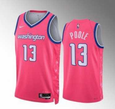 Mens Washington Wizards #13 Jordan Poole Pink Cherry Blossom City Edition Limited Stitched Basketball Jersey Dzhi